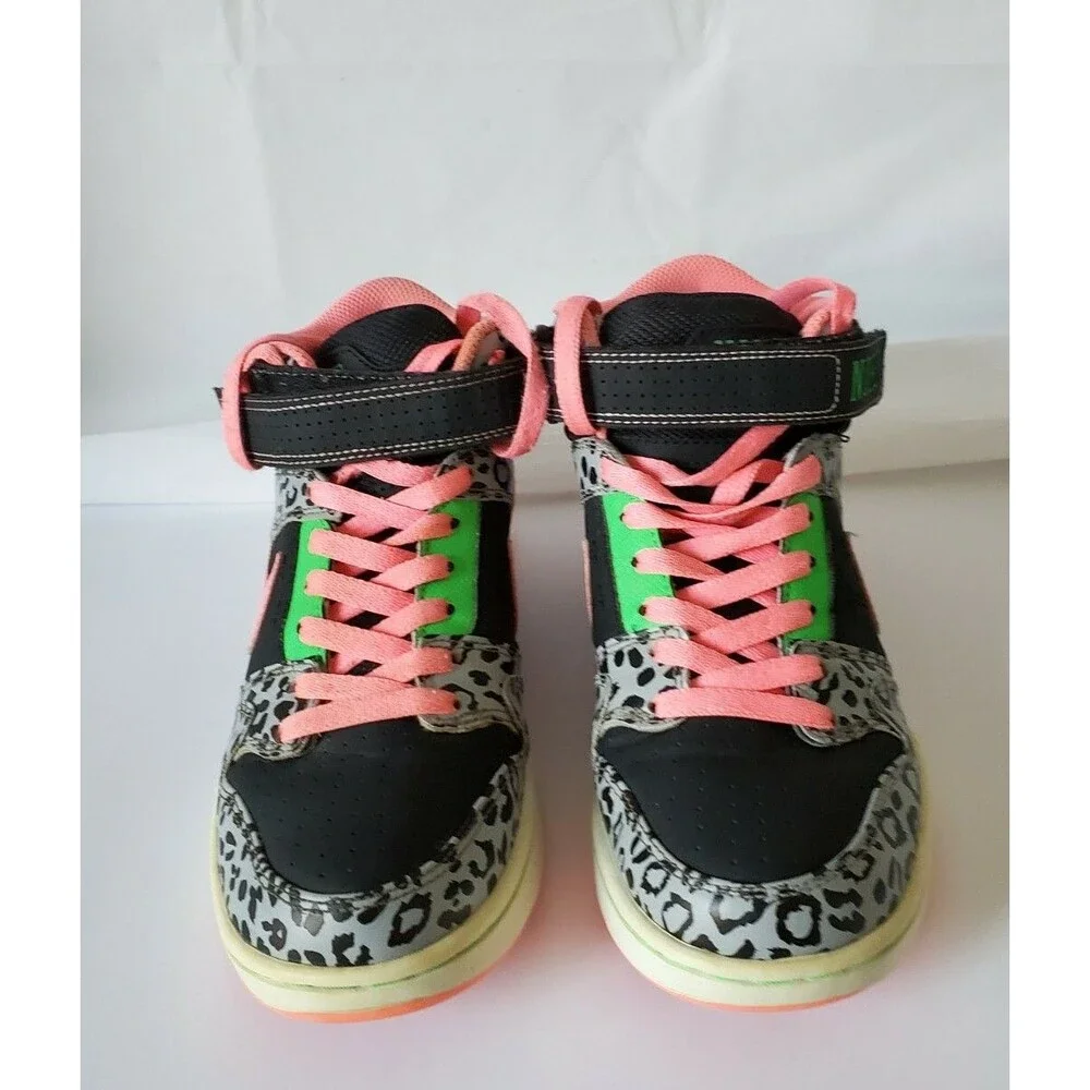 Nike Air Morgan 2 Mid Gray Cheetah Black Green Pink 407479-062 Women's sz 7.5